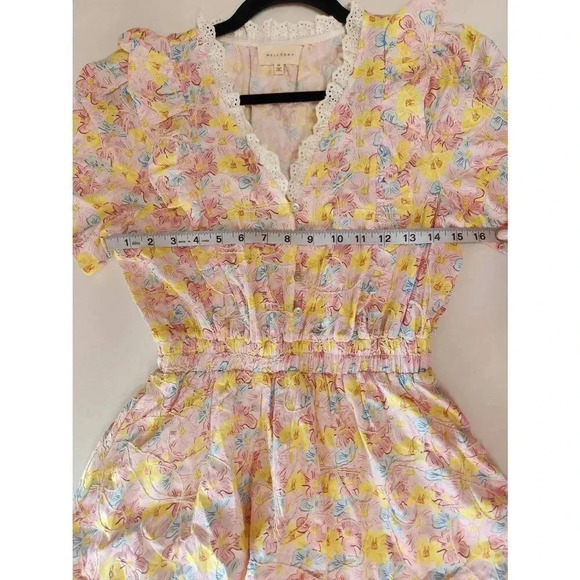 Melloday Mini Dress Cottage Floral Tiered Womens Size Medium - Picture 6 of 8